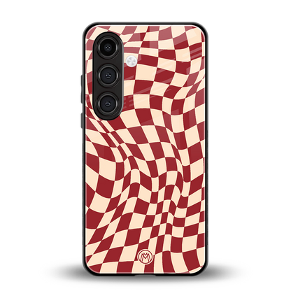groovy red cream pattern back phone cover | glass case for samsung galaxy s24 fe