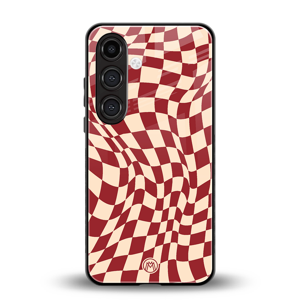 groovy red cream pattern back phone cover | glass case for samsung galaxy s25 plus