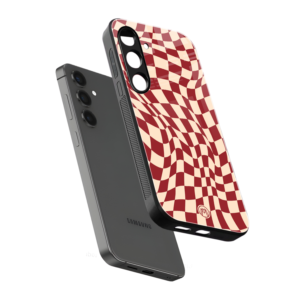 groovy red cream pattern back phone cover | glass case for samsung galaxy s25
