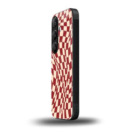 groovy red cream pattern back phone cover | glass case for samsung galaxy s24 fe