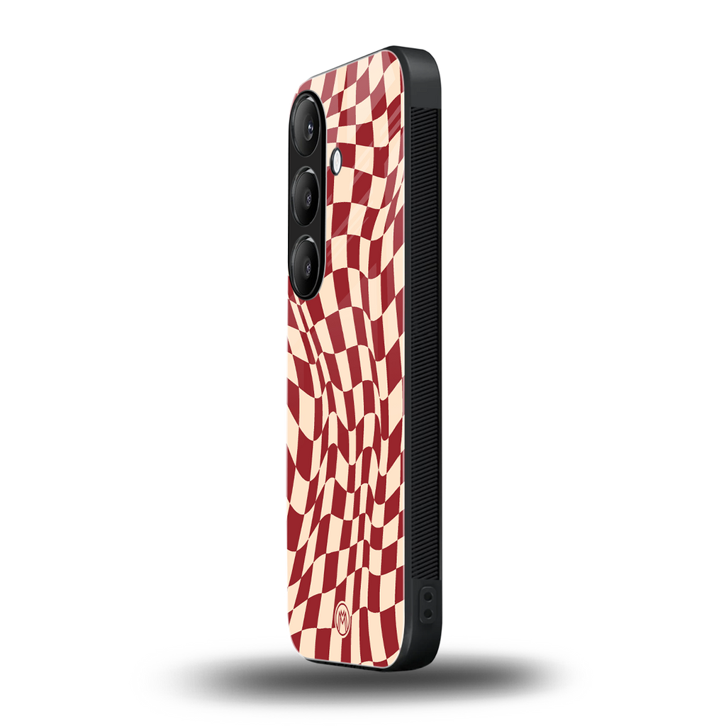 groovy red cream pattern back phone cover | glass case for samsung galaxy s25