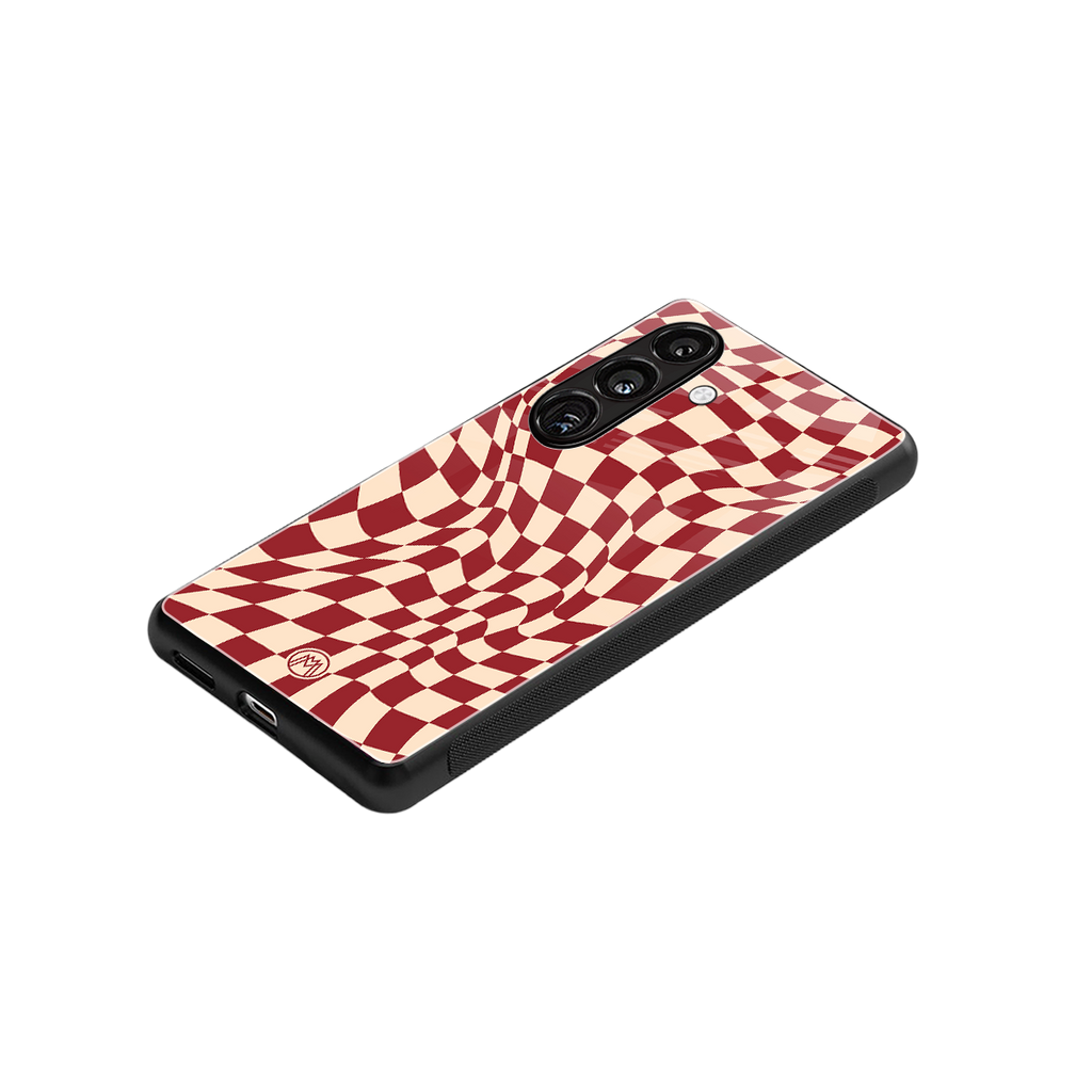 groovy red cream pattern back phone cover | glass case for samsung galaxy s24