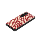 groovy red cream pattern back phone cover | glass case for samsung galaxy s24 fe