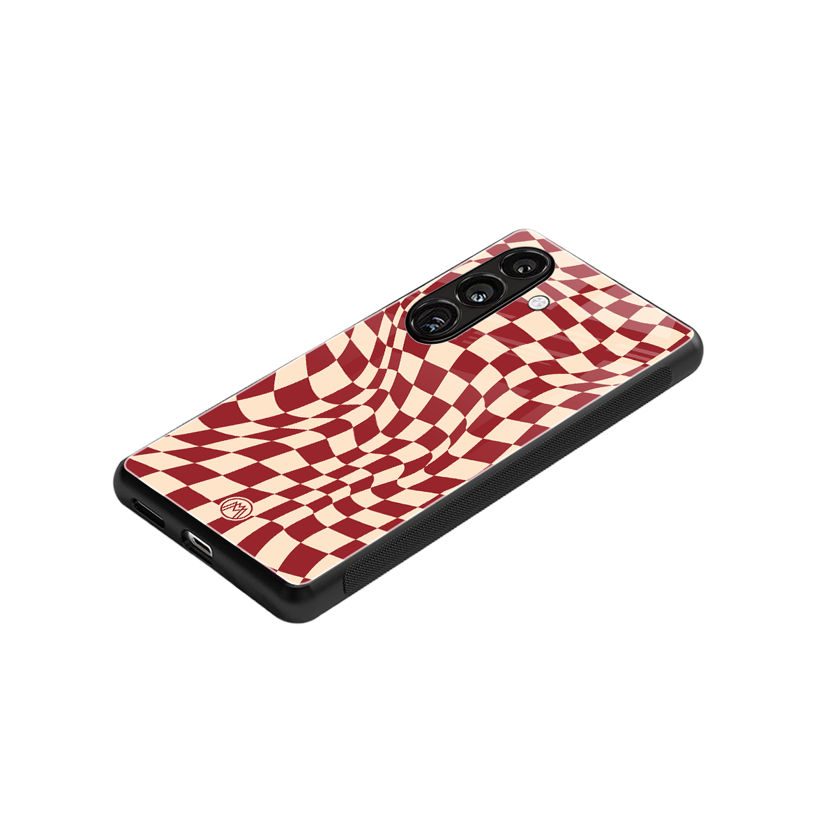 groovy red cream pattern back phone cover | glass case for samsung galaxy s24 fe