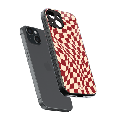 groovy red cream pattern back phone cover | glass case for iphone 15
