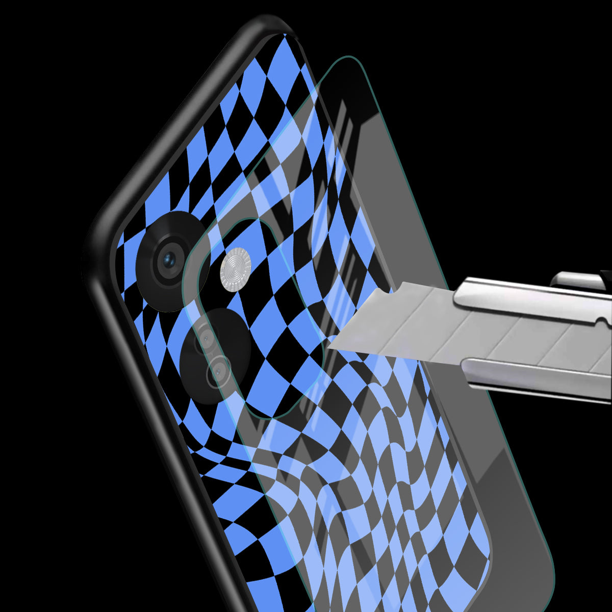 Groovy Blue Black Pattern Phone Cover | Glass Case