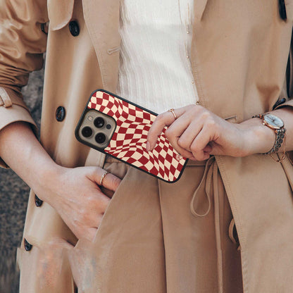 groovy red cream pattern back phone cover | glass case for iphone 13 pro max