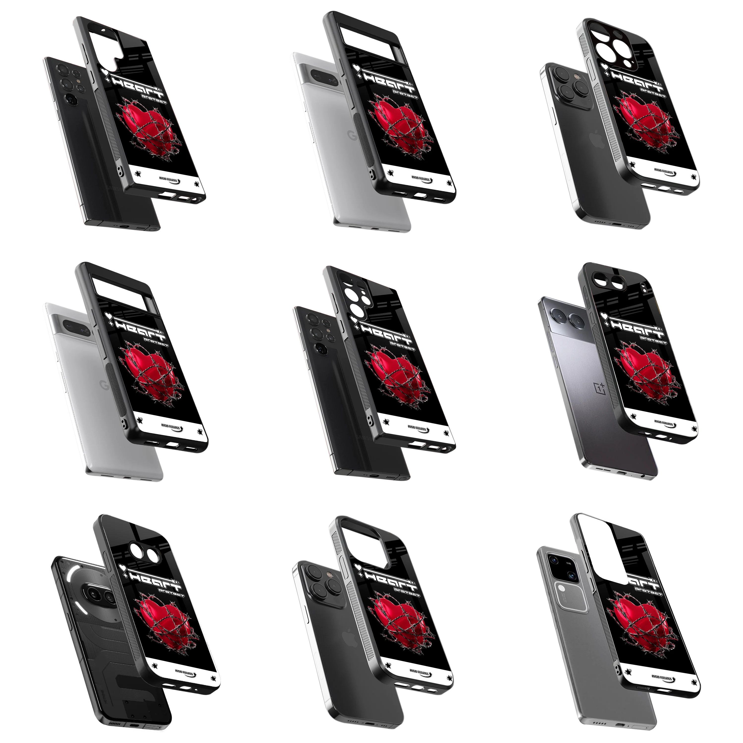 Durable Glass Back Mobile Case for iPhone, Samsung, OnePlus, Google Pixel, Redmi, Vivo, Oppo