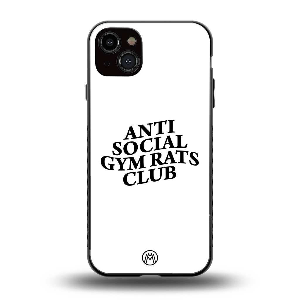 gym rats club back phone cover | glass case for iphone 15 plus
