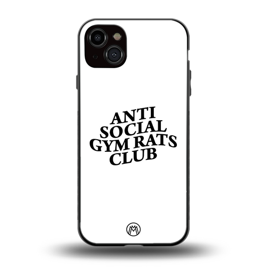 gym rats club back phone cover | glass case for iphone 15 plus