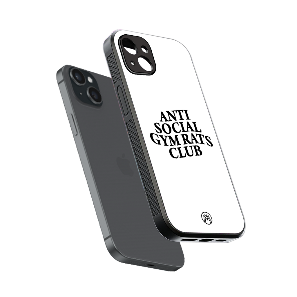 gym rats club back phone cover | glass case for iphone 15 plus