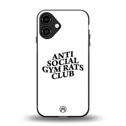 gym rats club back phone cover | glass case for iphone 16 plus