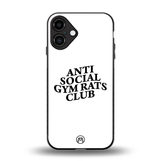 gym rats club back phone cover | glass case for iphone 16 plus