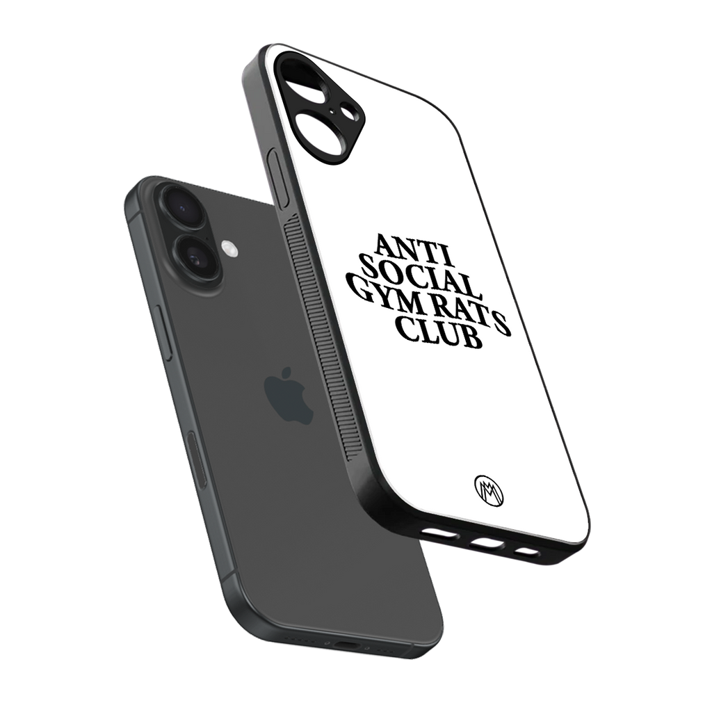 gym rats club back phone cover | glass case for iphone 16 plus
