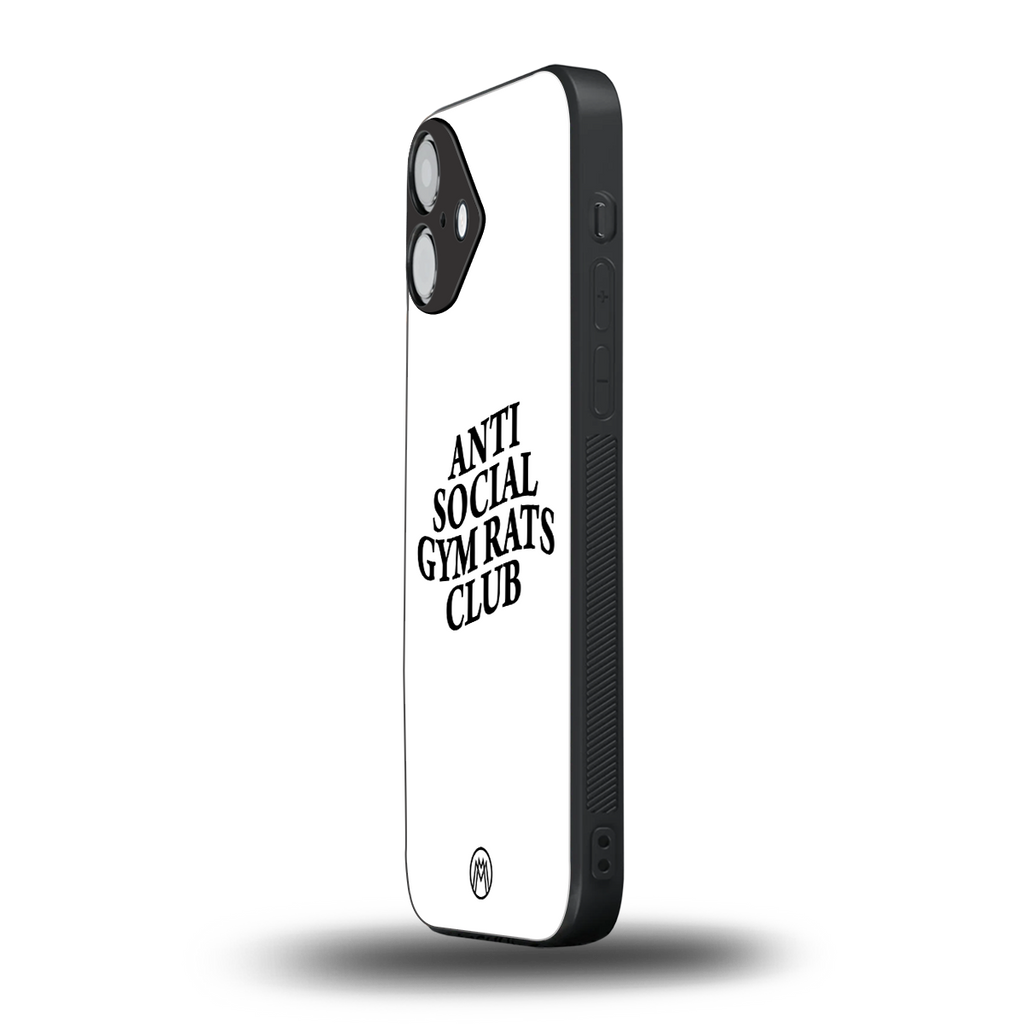 gym rats club back phone cover | glass case for iphone 16 plus