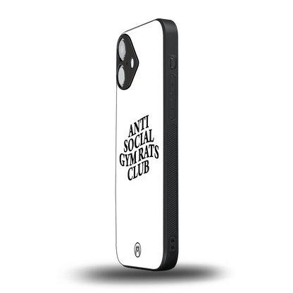 gym rats club back phone cover | glass case for iphone 16 plus