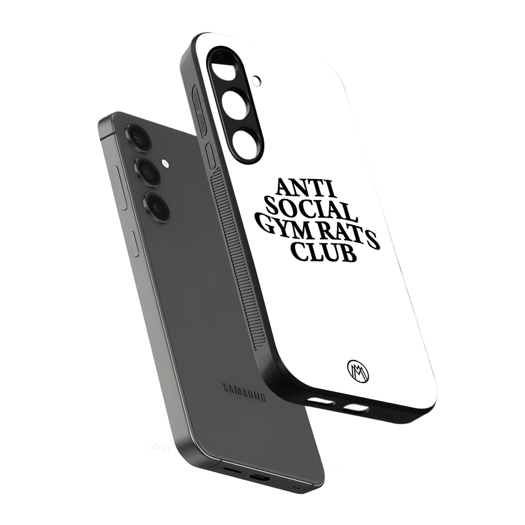 gym rats club back phone cover | glass case for samsung galaxy s24 fe