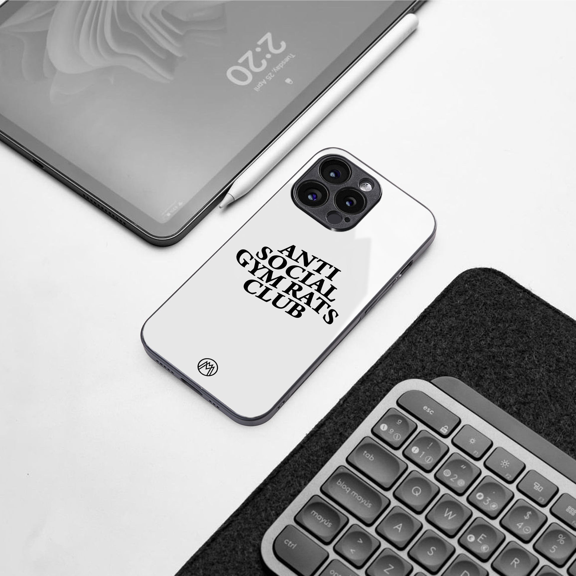 gym rats club back phone cover | glass case for iphone 16 pro max