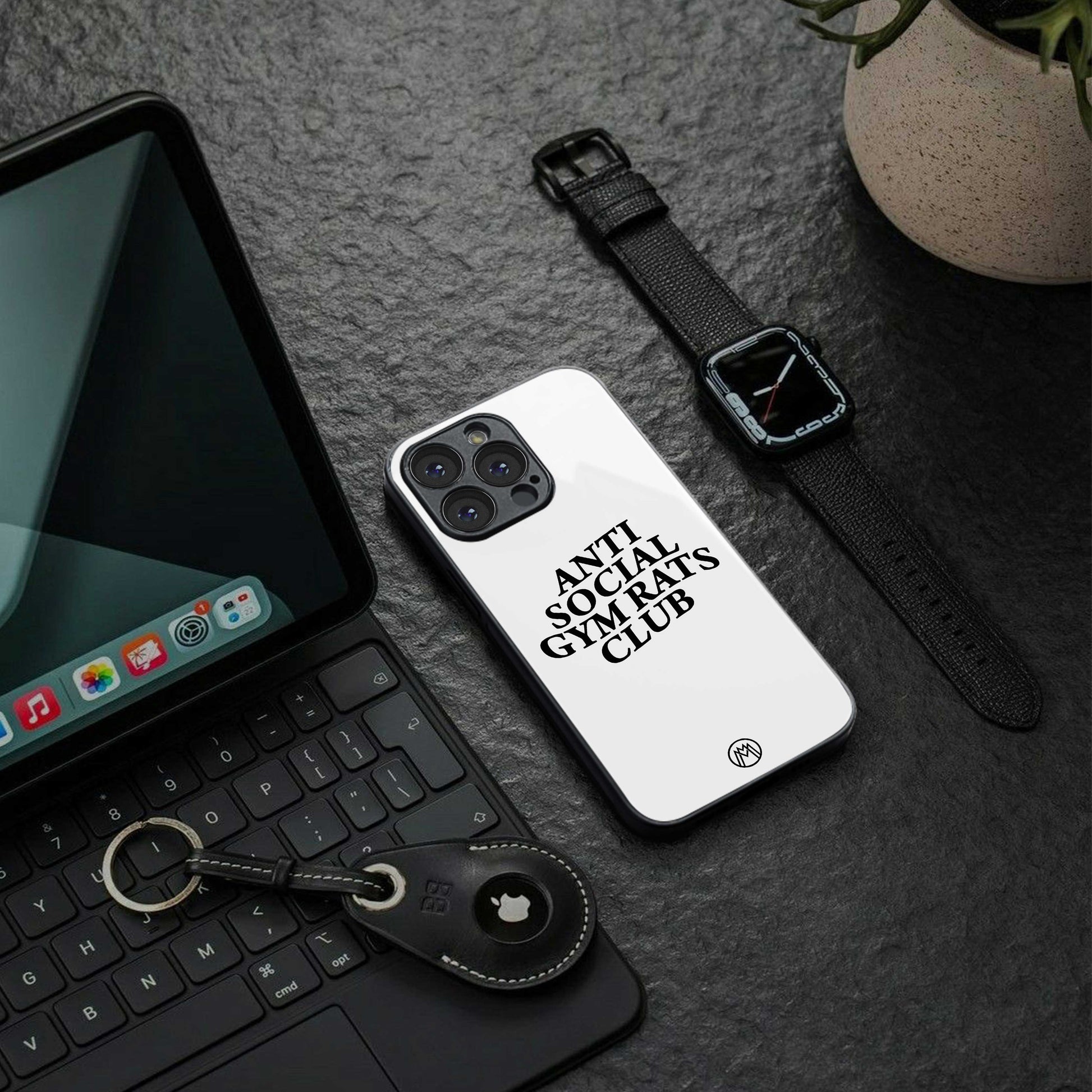 gym rats club back phone cover | glass case for iphone 14 pro