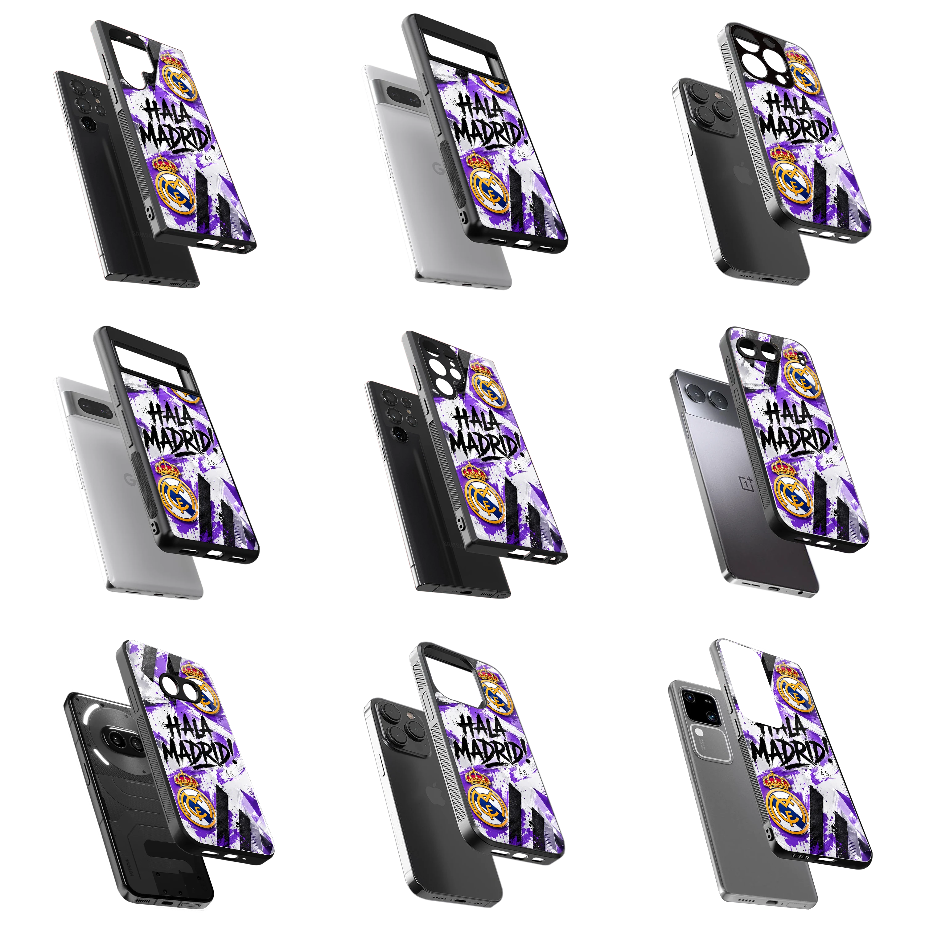 Durable Glass Back Mobile Case for iPhone, Samsung, OnePlus, Google Pixel, Redmi, Vivo, Oppo