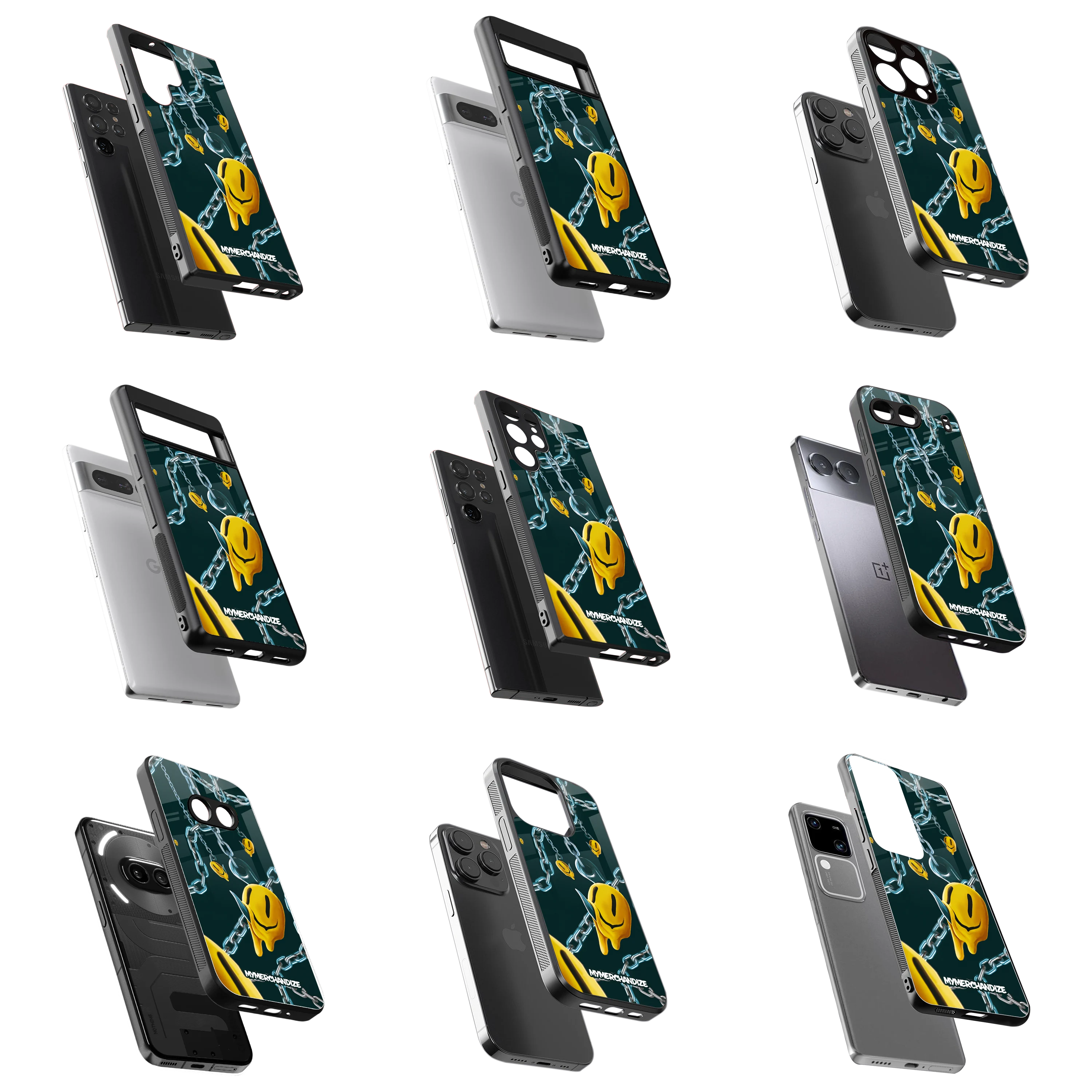 Durable Glass Back Mobile Case for iPhone, Samsung, OnePlus, Google Pixel, Redmi, Vivo, Oppo