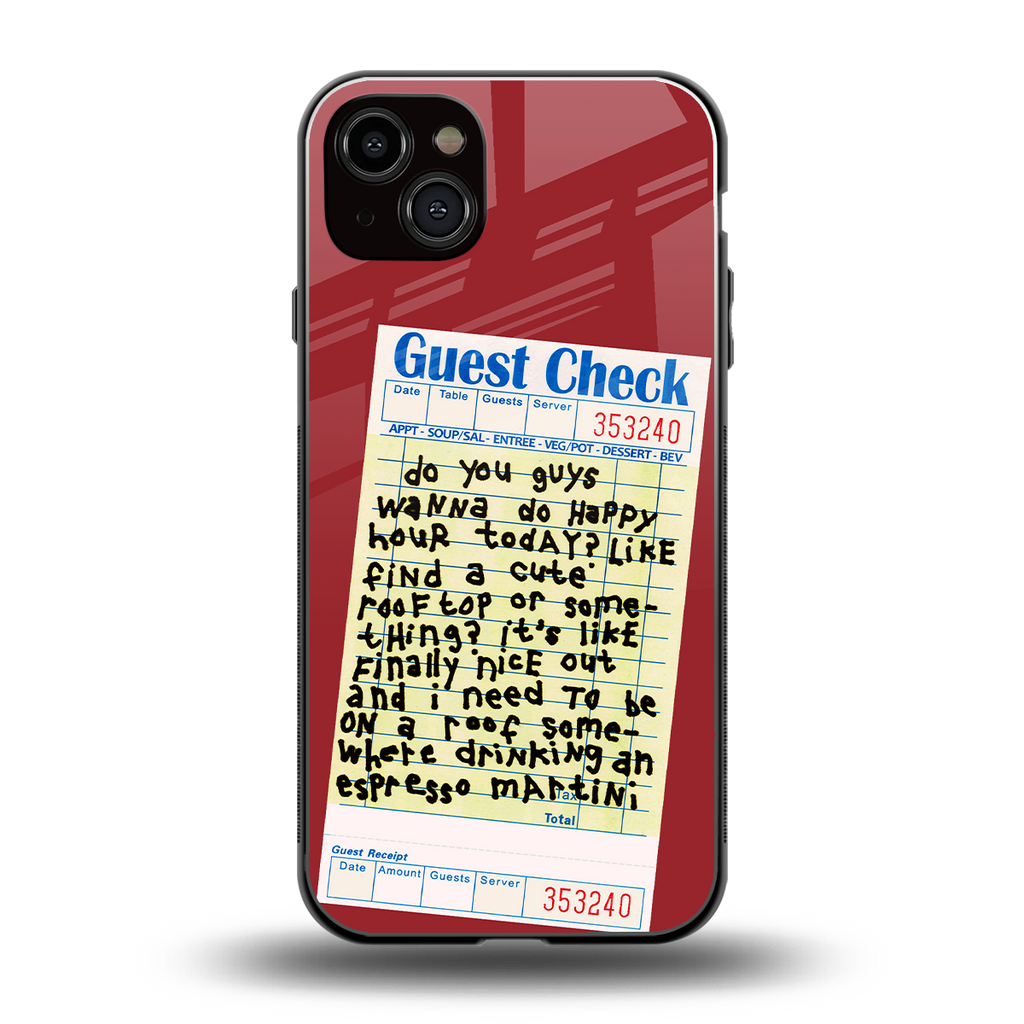happy hour back phone cover | glass case for iphone 15 plus