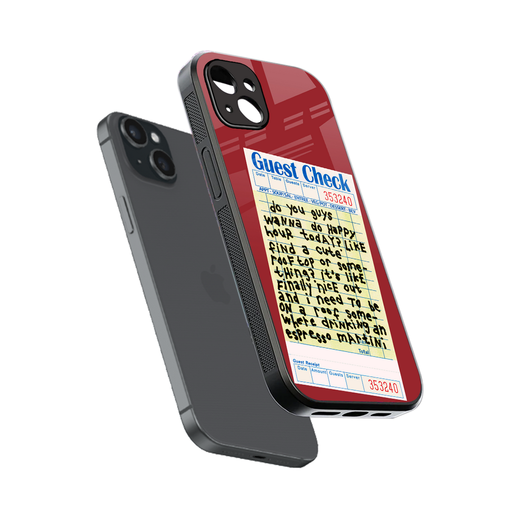 happy hour back phone cover | glass case for iphone 15 plus