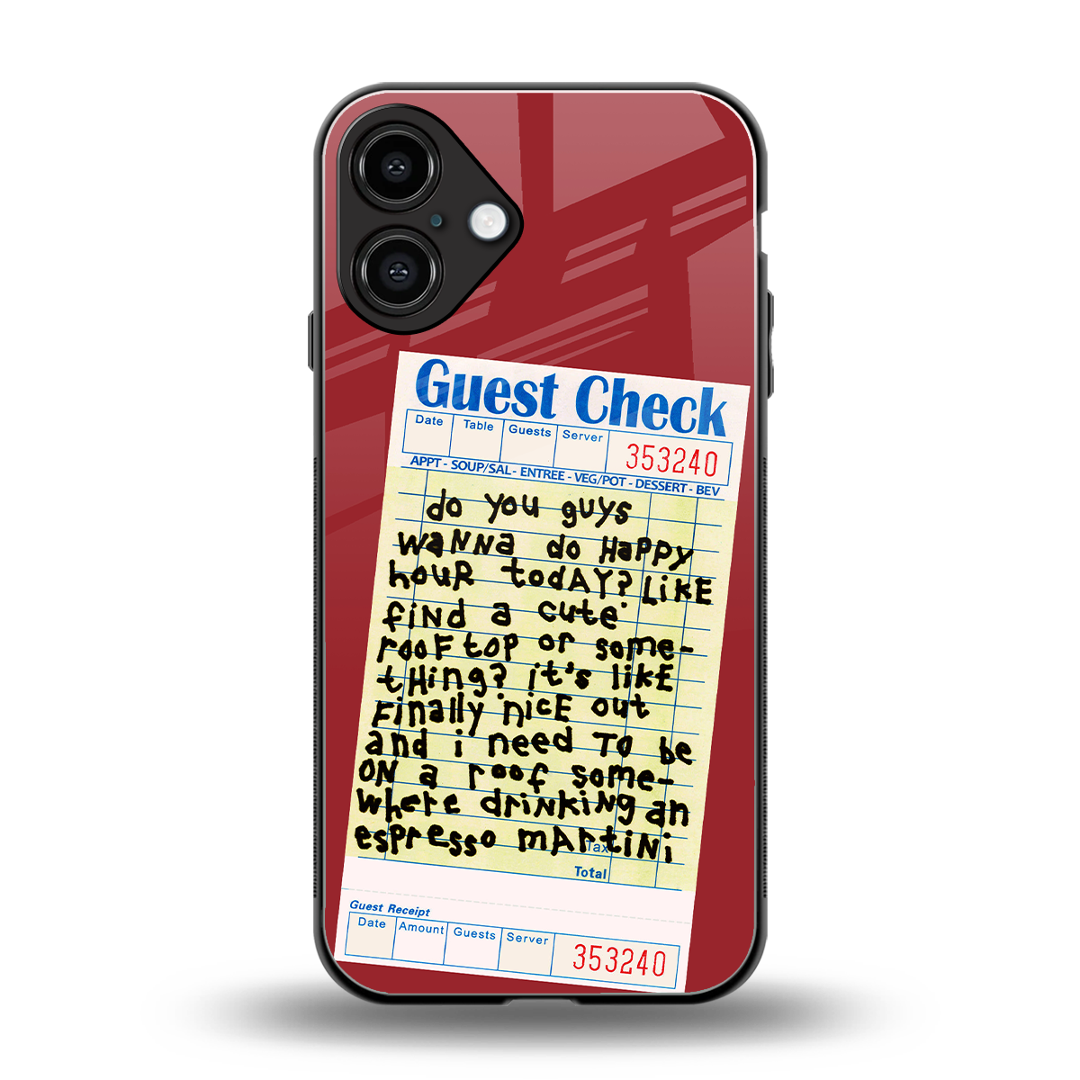 happy hour back phone cover | glass case for iphone 16 plus