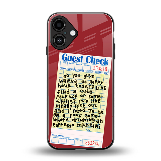 happy hour back phone cover | glass case for iphone 16 plus