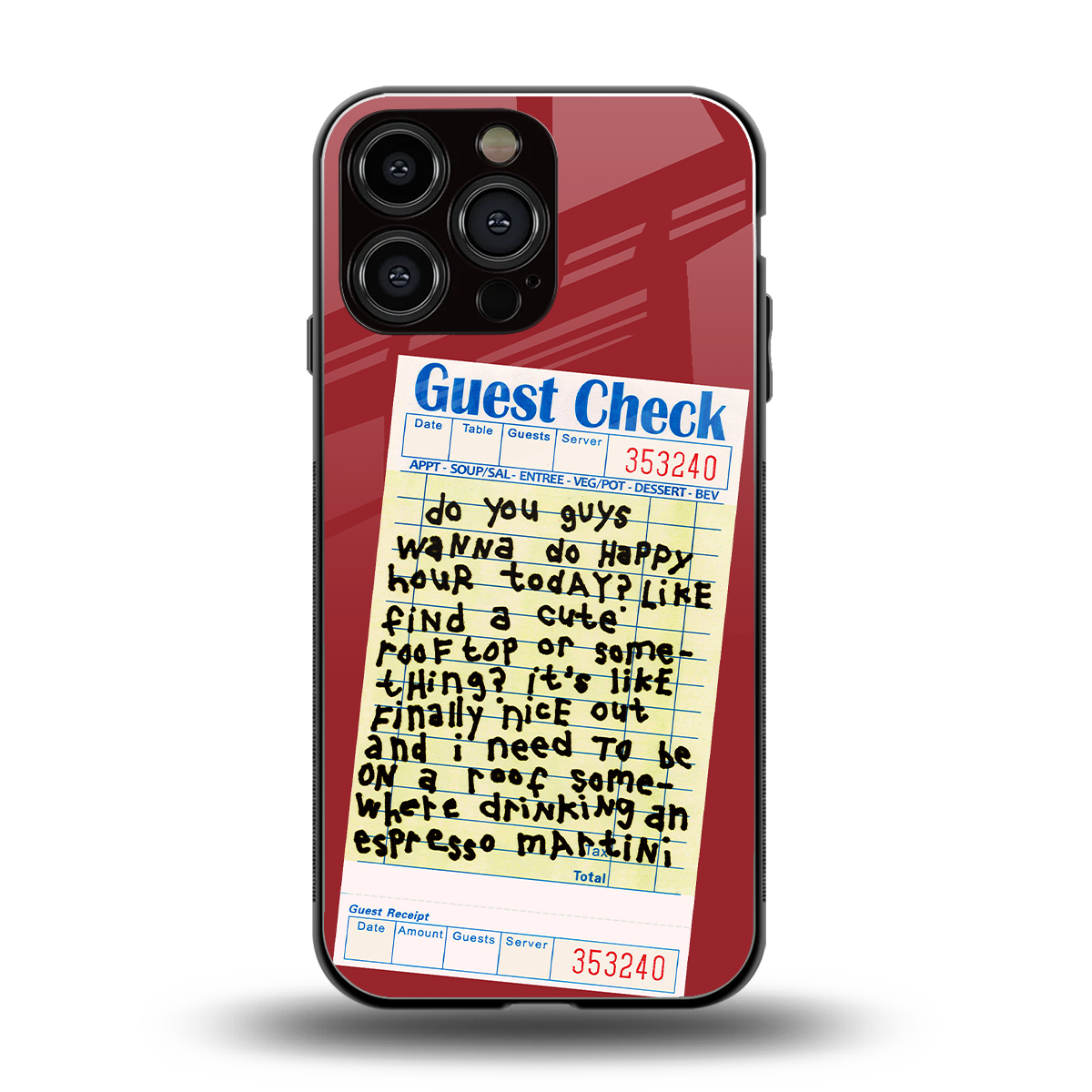 happy hour back phone cover | glass case for iphone 16 pro max