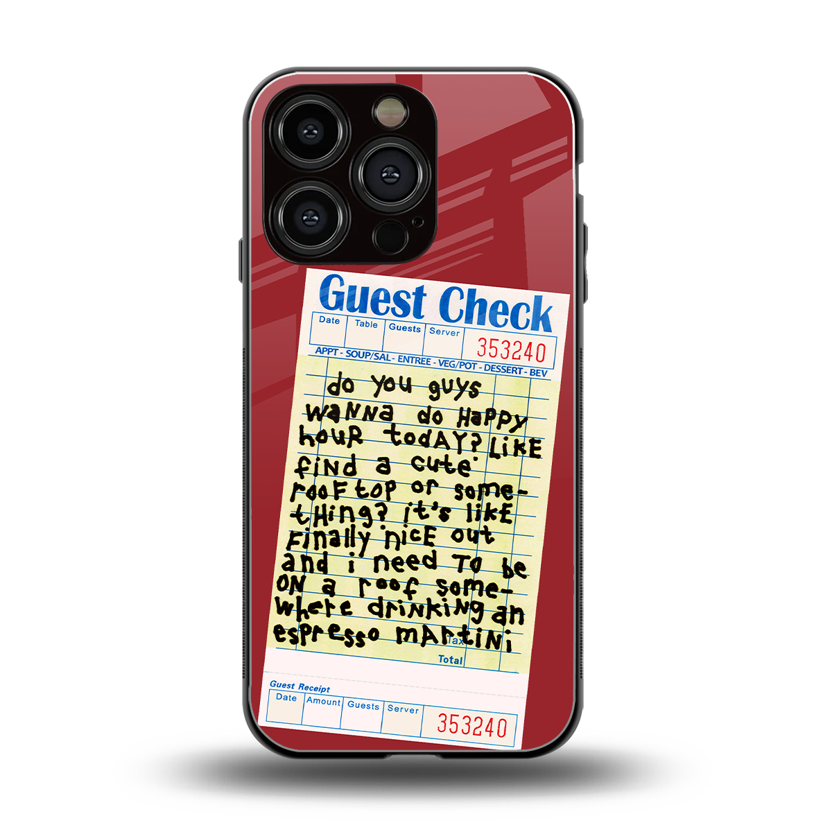 happy hour back phone cover | glass case for iphone 16 pro