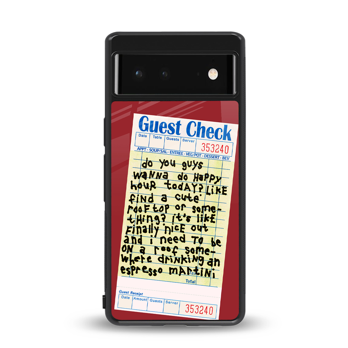 happy hour back phone cover | glass case for Google Pixel 6A