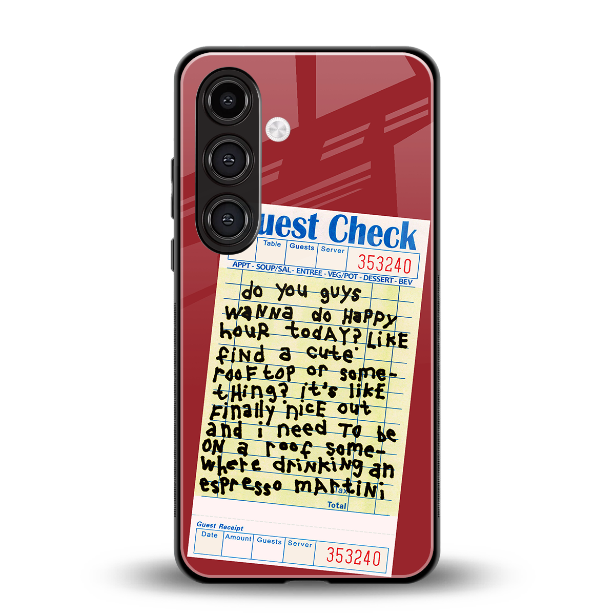 happy hour back phone cover | glass case for samsung galaxy s24 plus