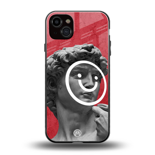 happy michelangelo back phone cover | glass case for iphone 15 plus