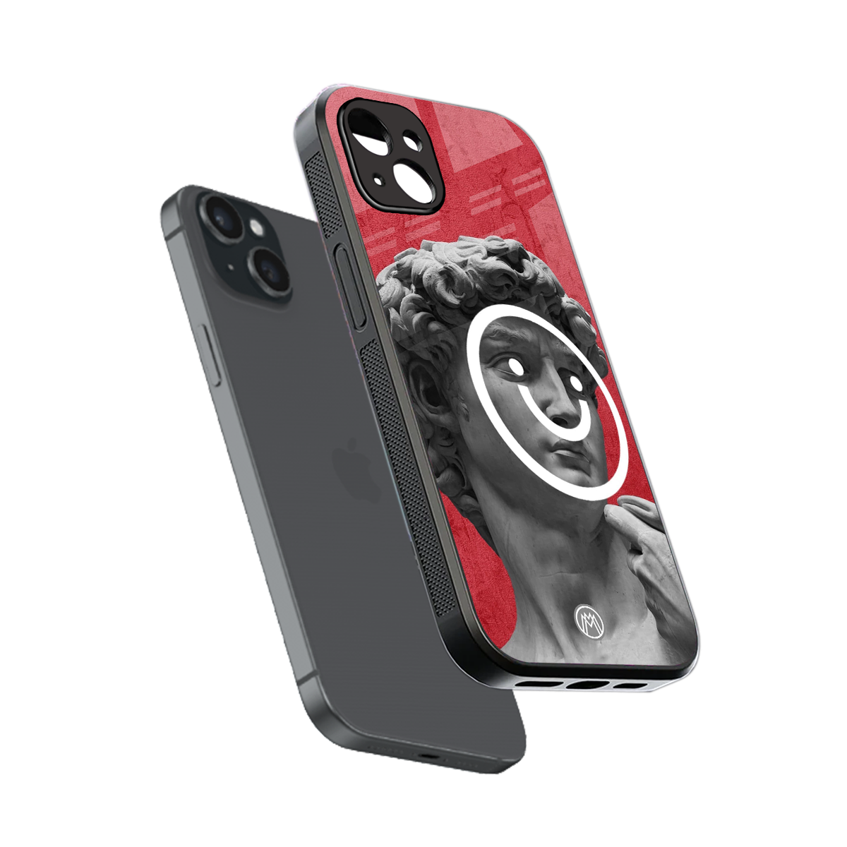 happy michelangelo back phone cover | glass case for iphone 15 plus