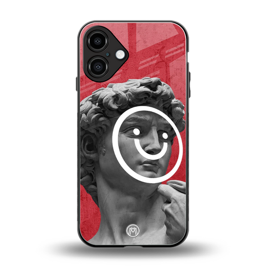 happy michelangelo back phone cover | glass case for iphone 16 plus