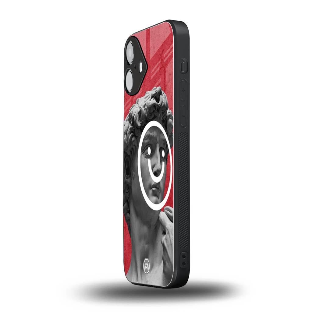 happy michelangelo back phone cover | glass case for iphone 16 plus