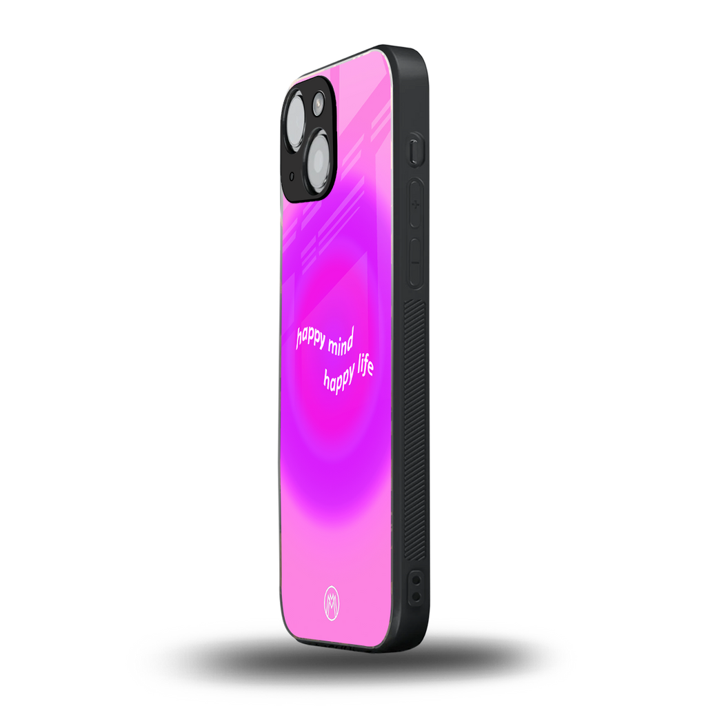 happy mind back phone cover | glass case for iphone 13 mini