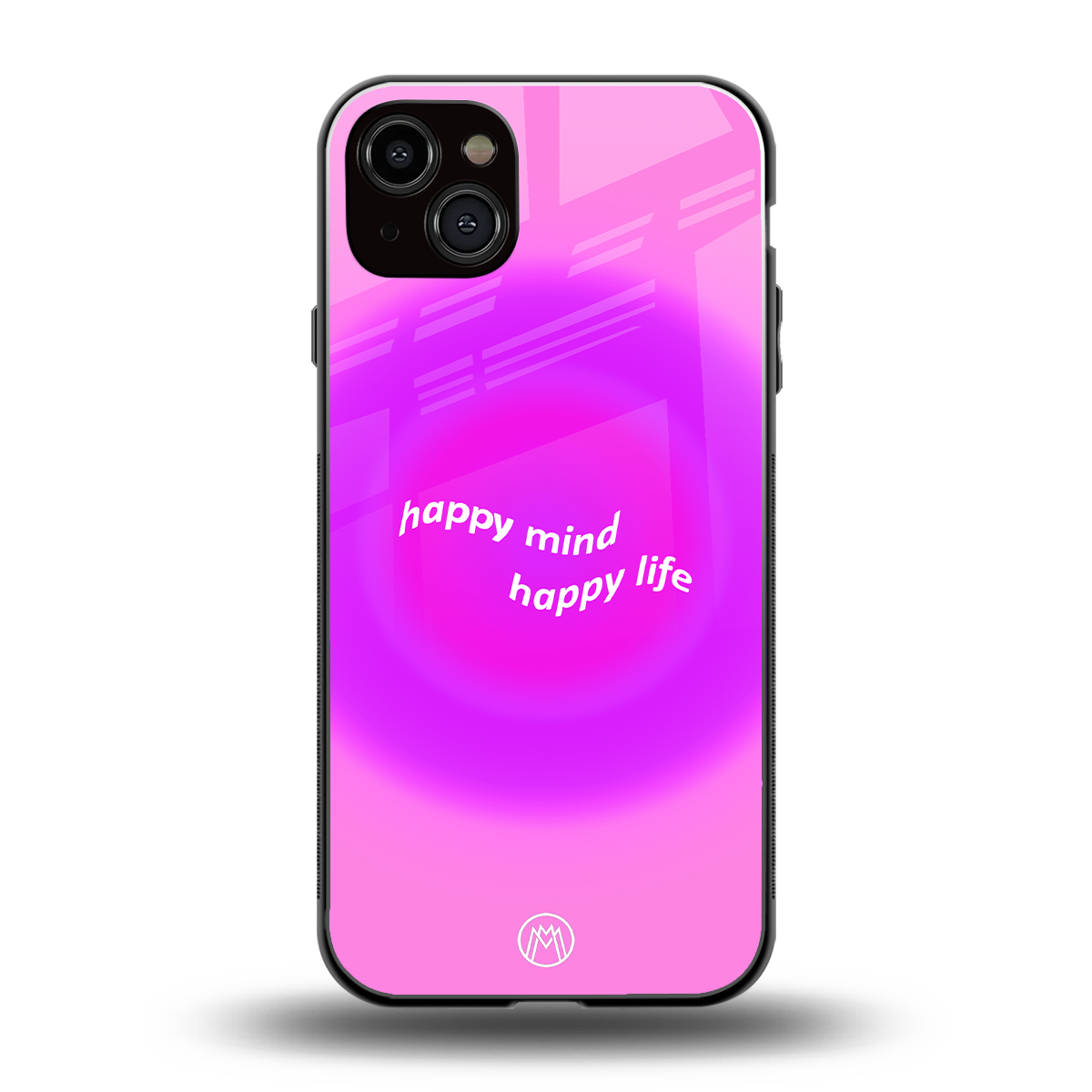 happy mind back phone cover | glass case for iphone 14 plus