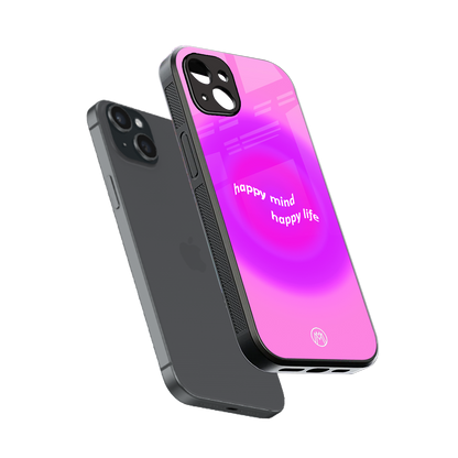 happy mind back phone cover | glass case for iphone 14 plus