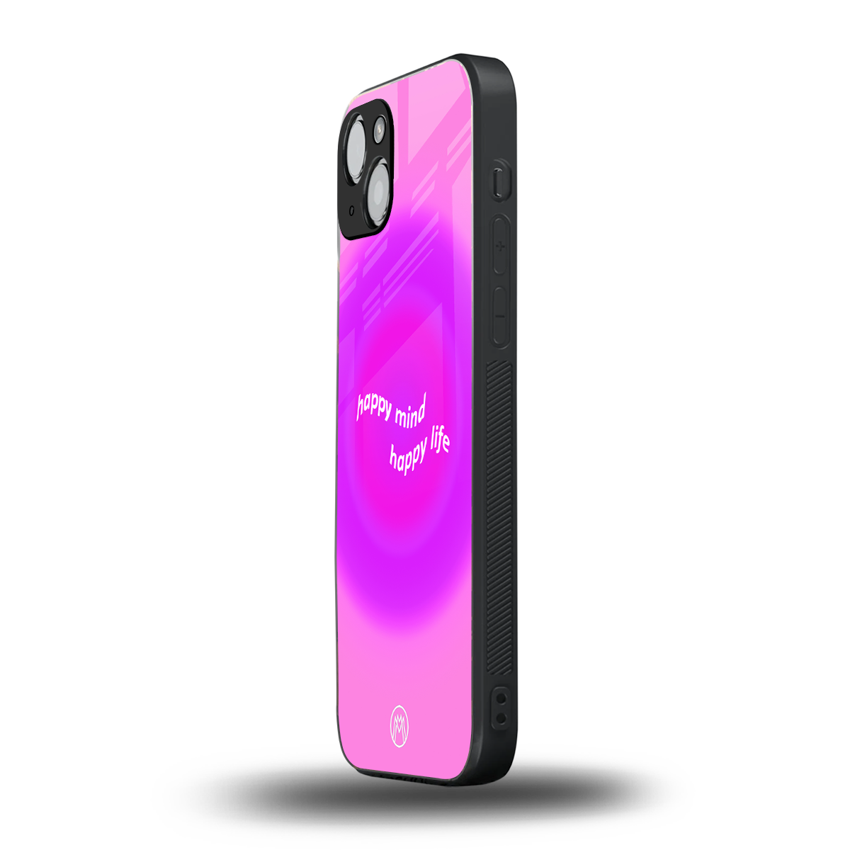happy mind back phone cover | glass case for iphone 14 plus