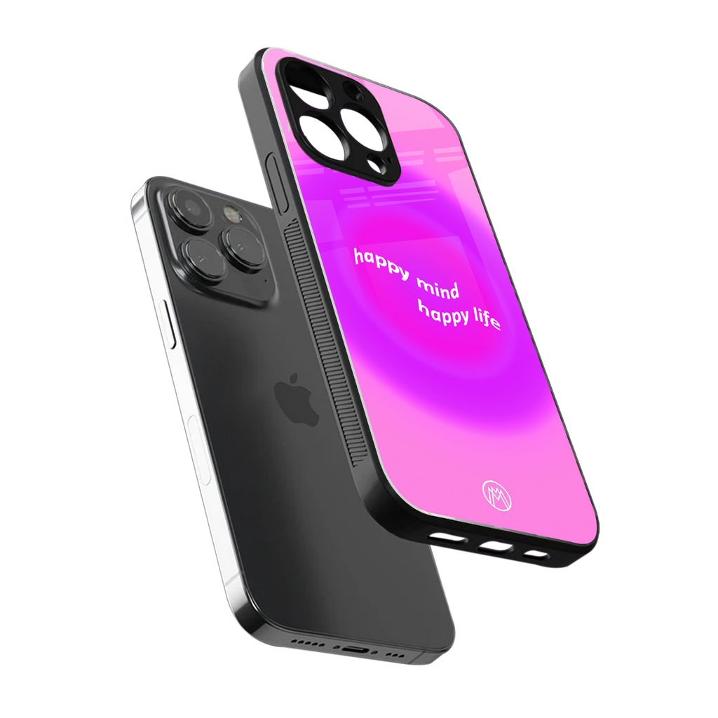happy mind back phone cover | glass case for iphone 14 pro max