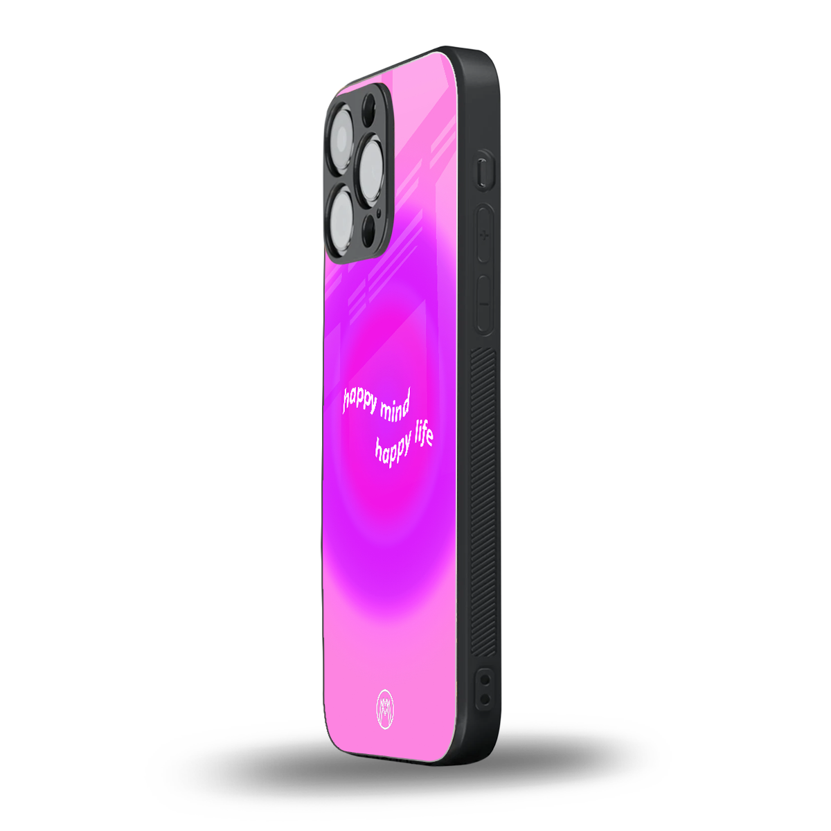 happy mind back phone cover | glass case for iphone 15 pro max