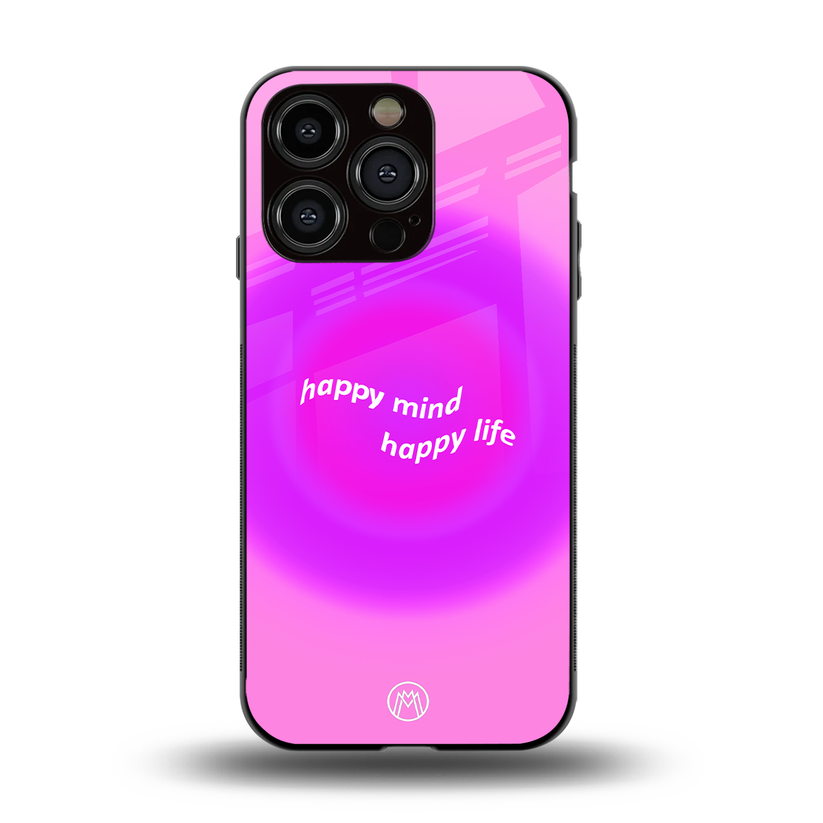 happy mind back phone cover | glass case for iphone 15 pro