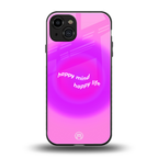 happy mind back phone cover | glass case for iphone 15