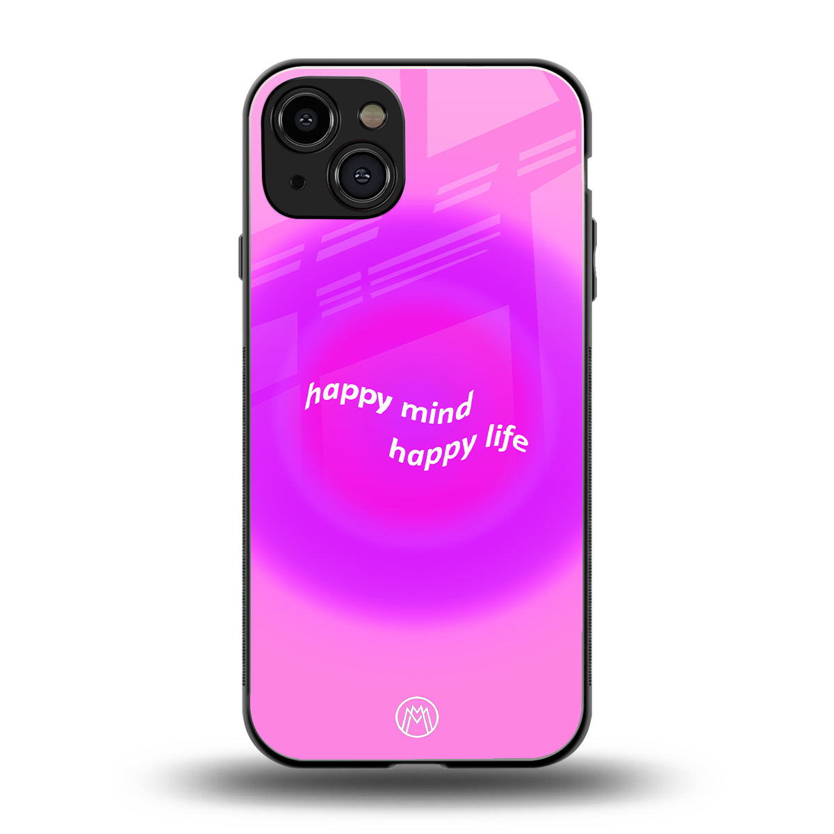 happy mind back phone cover | glass case for iphone 15