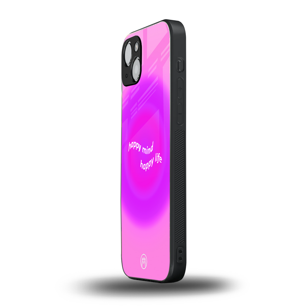 happy mind back phone cover | glass case for iphone 15