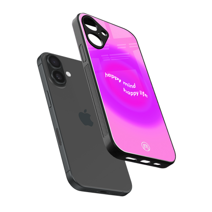 happy mind back phone cover | glass case for iphone 16 plus