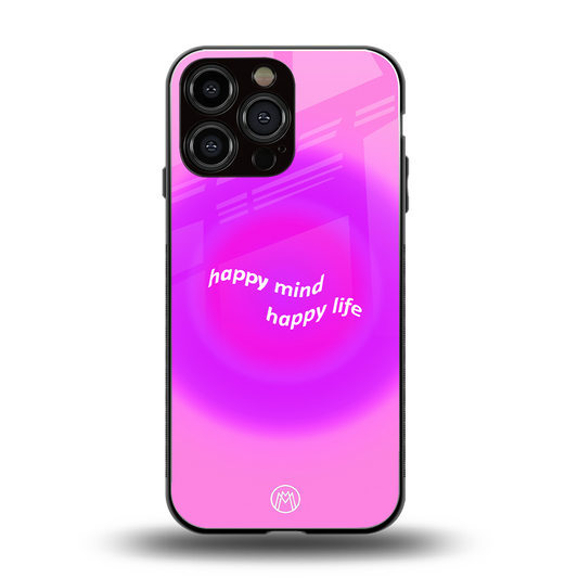 happy mind back phone cover | glass case for iphone 16 pro max
