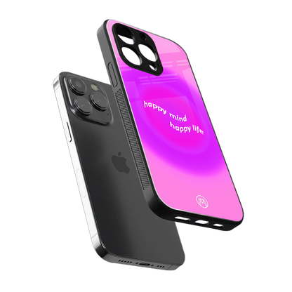 happy mind back phone cover | glass case for iphone 16 pro max